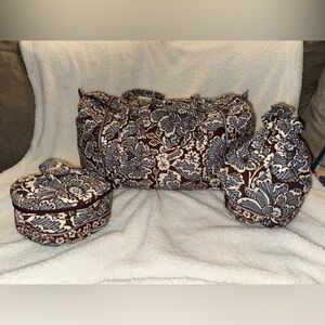 Vera Bradley Slate Blooms 3pc travel bundle